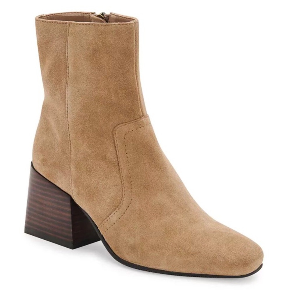 Blondo Salome Waterproof Leather Booties 11 Tan Block Heel NEW